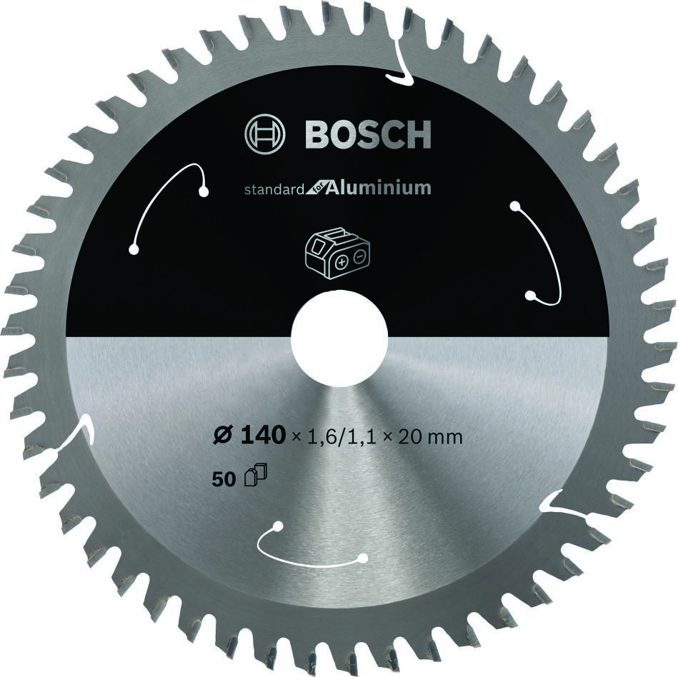 Bosch Blau Zubehör 2608837755 Kreissägeblatt für Akkusägen Standard for Aluminium, 140 x 1,6/1,1 x 20, 50 Zähne