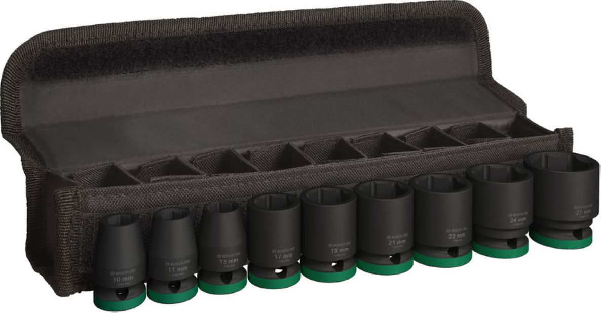 Bosch Blau Zubehör 2608003038 PRO 9-teiliger Steckschlüssel-Satz 38 mm 10; 11; 13; 17; 19; 21; 22; 24; 27 mm