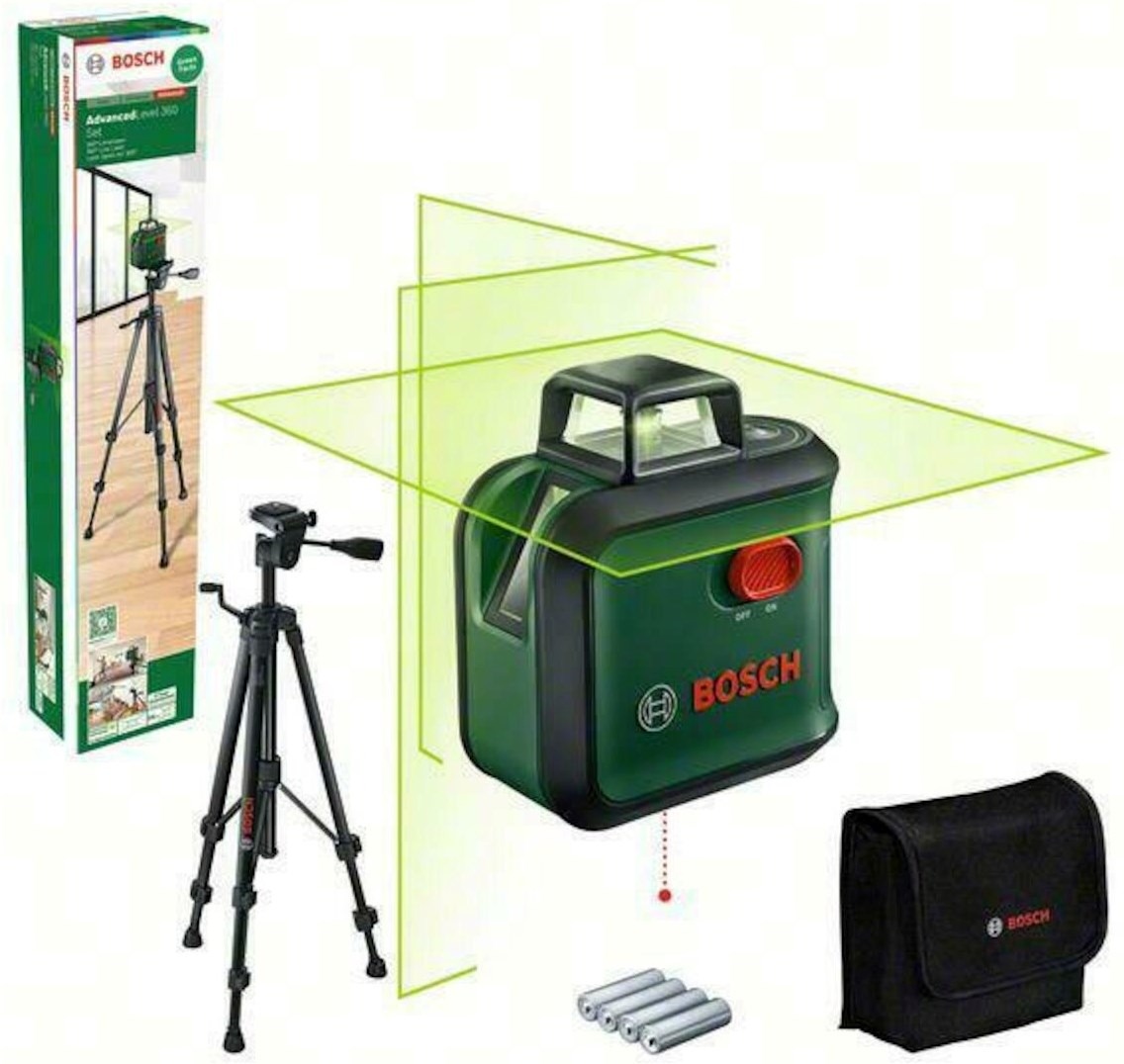 Bosch Grün 0603663BZ1 AdvancedLevel 360° Linienlaser-Set inkl. Batterien und Stativ im Karton