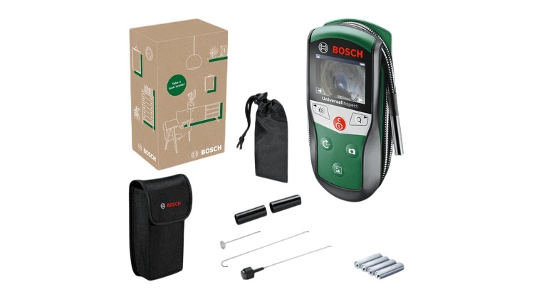 Bosch Grün 06036870Z0 UniversalInspect Inspektionskamera inkl. 4x AA Batterien und Zubehör im Karton
