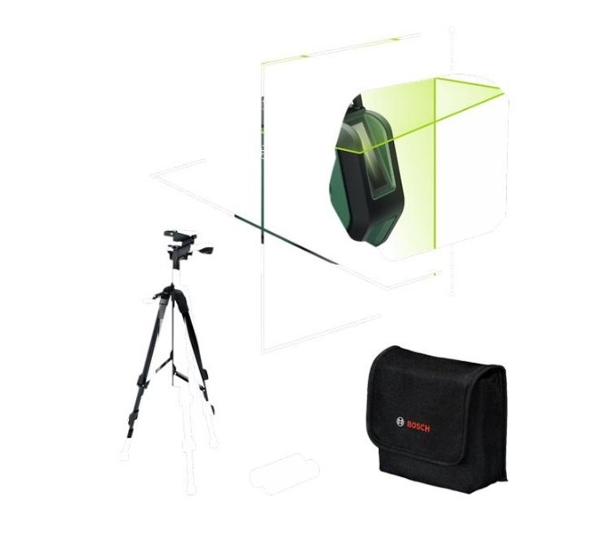 Bosch Grün 0603663K01 PLL360-15G 360°-Linienschweißset mit integriertem Li-Ionen-Akku und Stativ TT 120 im Karton