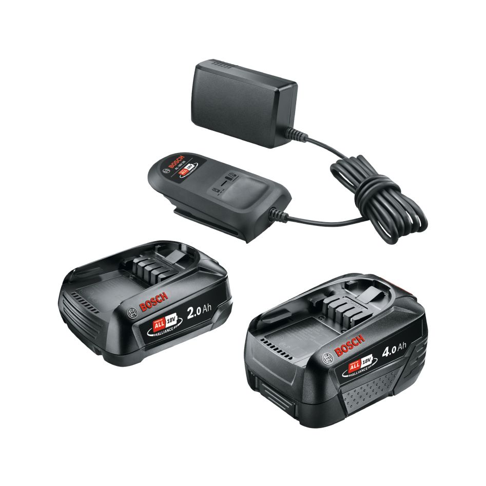 Bosch Grün Zubehör 1600A027U9 Akku-Starter-Set 18V 1x PBA 18V 2.0 Ah, 1x PBA 18V 4.0 Ah und Ladegerät AL 18V-20