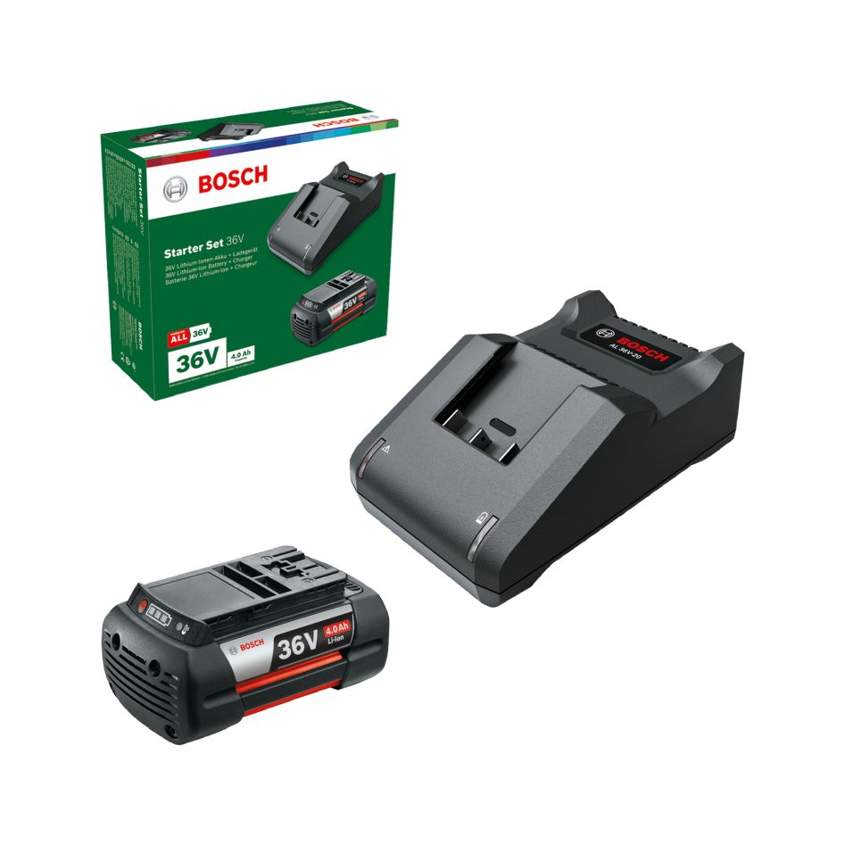 Bosch Grün Zubehör F016800621 Akku-Starter-Set 1x 36V Li-Ion Akku 4.0 Ah und Ladegerät AL 36V-20 im Karton