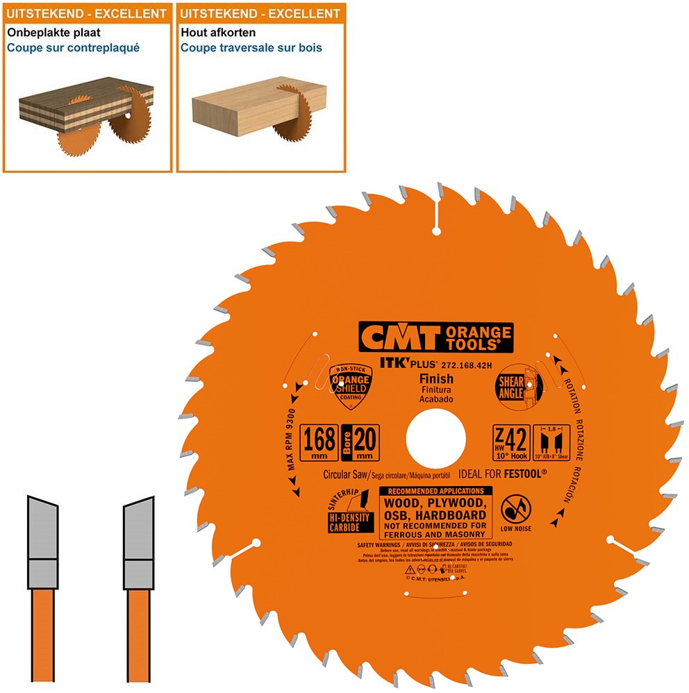 CMT 272.168.42H ITK-Plus Universal Holzsägeblatt mit HW-Zähnen 168 x 20 x 1,2 x 42Z