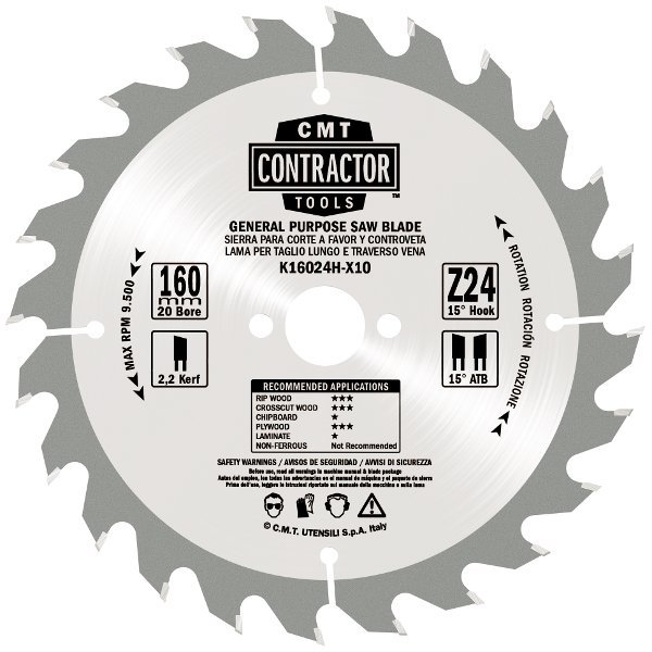 Contractor K02403 Universal HW Sägeblatt Schütz 85 x 15 x 24T