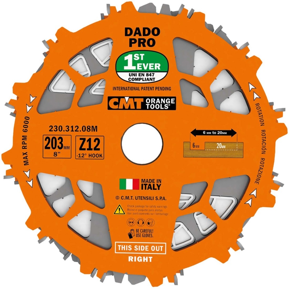 CMT 230.312.08M Verstellbare Nutsäge DADO 200 x 30 x 12T