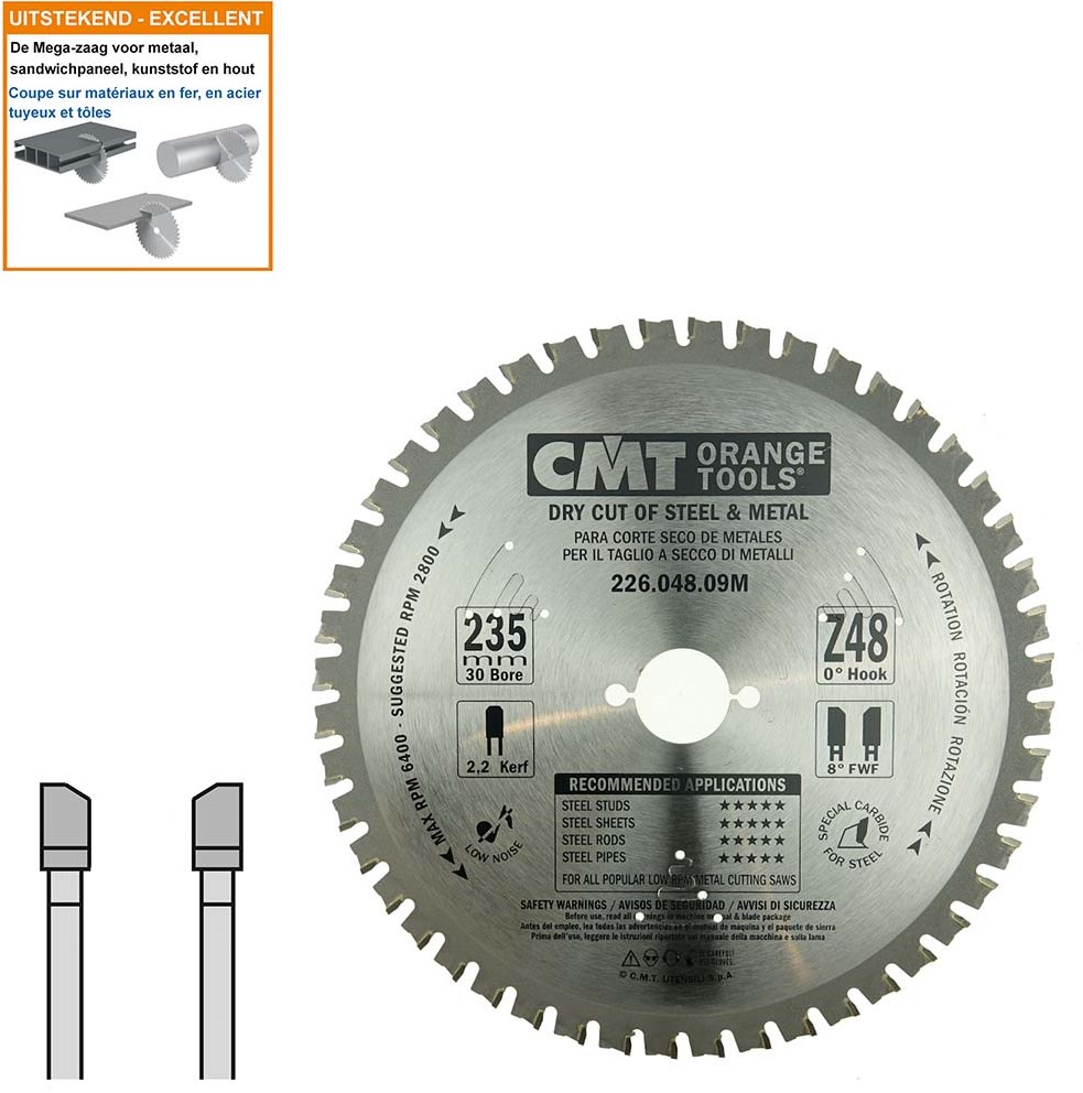 CMT 226.048.09M Sägeblatt für Metall und harte Materialien 235 x 30 x 48T