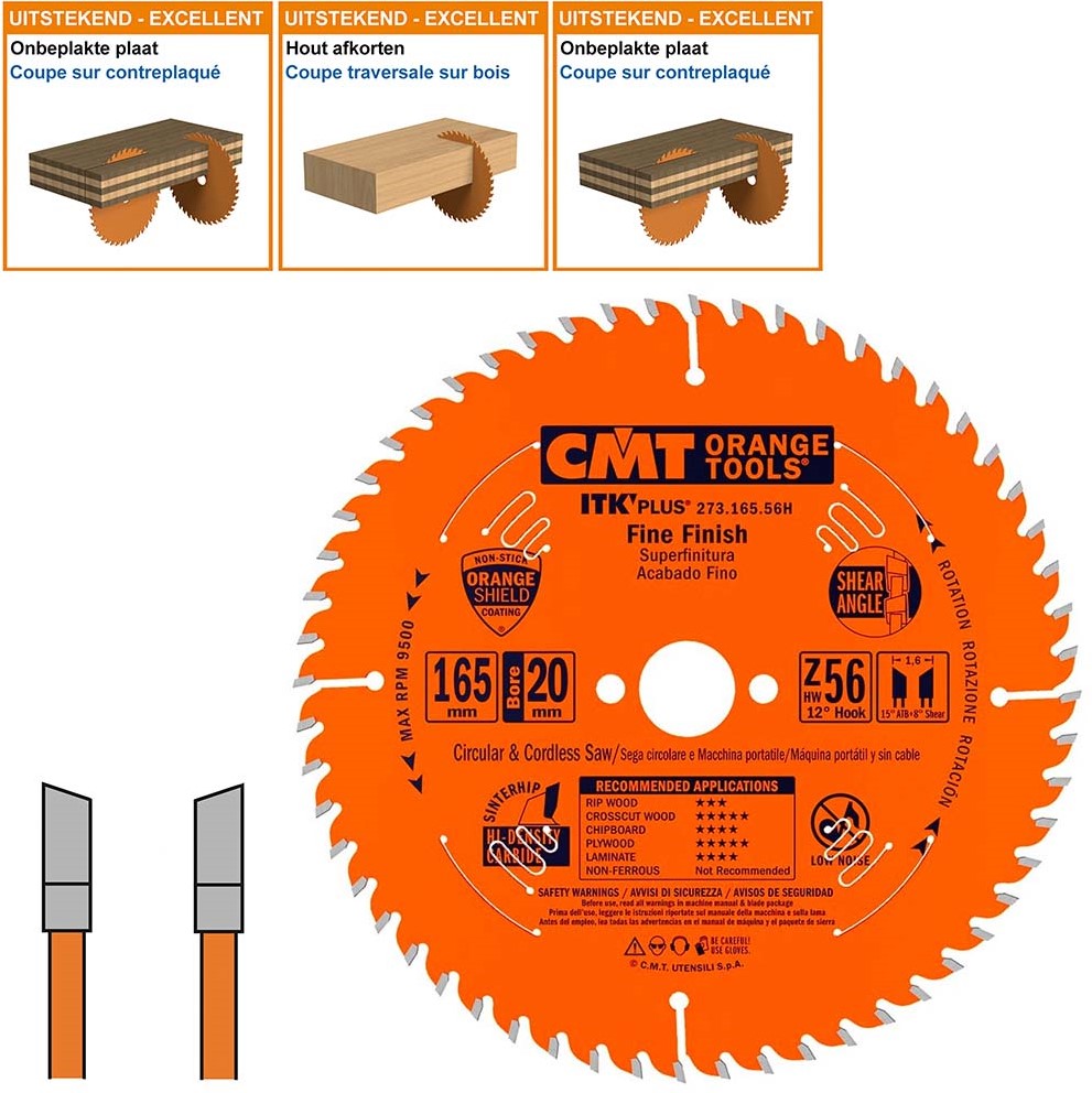 CMT 273.165.56H HW Sägeblatt Universal für Holz 165 x 20 x 56T