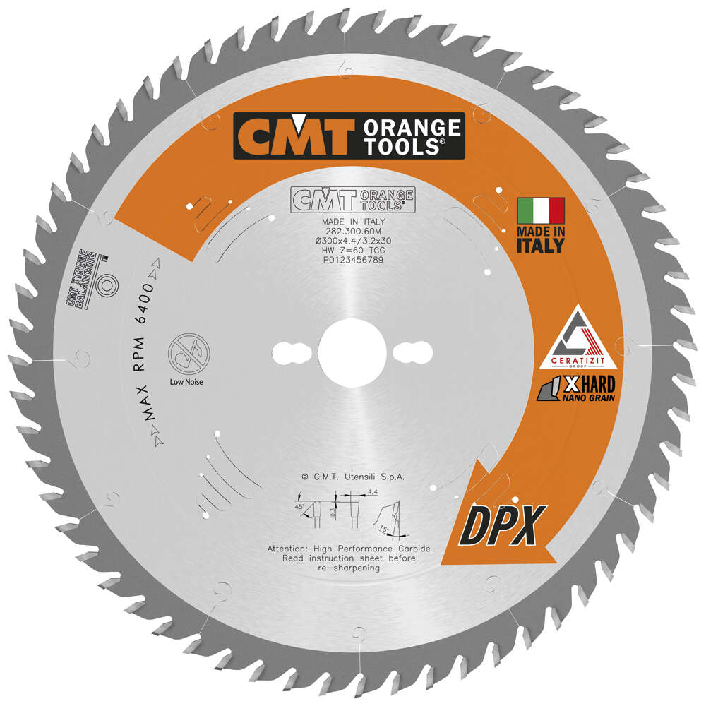 CMT 282.400.72M Blattsägeblatt mit DPX-Hartmetallzähnen 400 x 30 x 4,4 mm, 72 Zähne