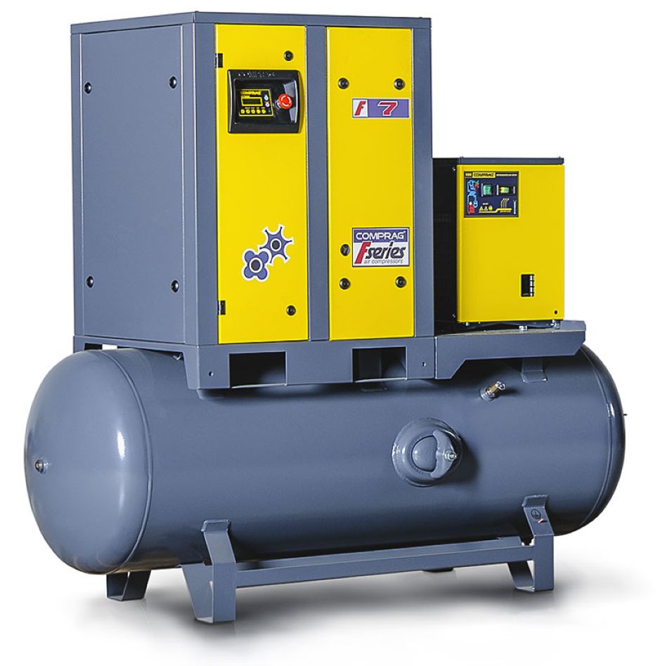 Comprag 11410209 FRD0710-270 F-Serie Schraubenkompressor Keilriemen 7,5 kW 10 Bar 3x400V 0,9 m³/min 270L Kessel und Kältetrockner