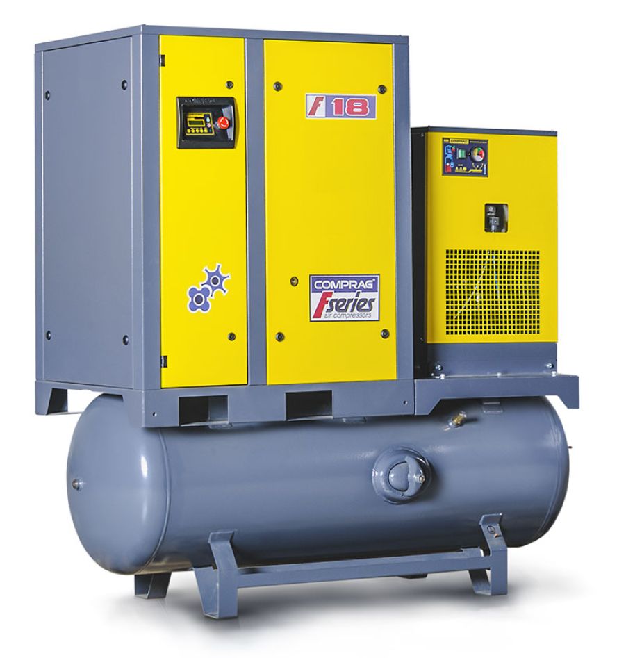 Comprag 11410507 FRD1810-500 F-Series Keilriemen-Schraubenkompressor 18,5 kW 10 Bar 3x400V 2,5 m³/min 500L Tank und Kältetrockner