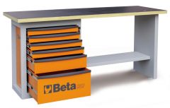 59000001 C59A-O Werkbank mit 6 Schubladen Orange