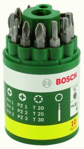 Bosch Groen Accessoires 2607019452 10-delige schroefbitset L = 25 mm PH 1/2/3 PZ 1/2/3 T 20/25/30