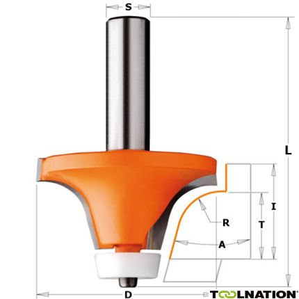 CMT Corian Rotationsfräser R12,7 + Lager 18° Schaft 12 mm - 1