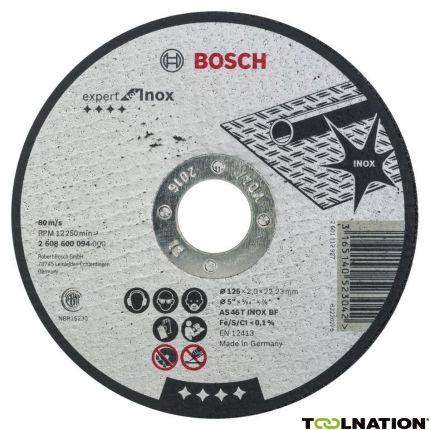 Bosch Blau Zubehör 2608600094 Trennscheibe gerade Expert for Inox AS 46 T INOX BF, 125 mm, 2,0 mm - 1