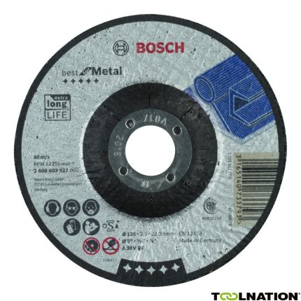 Bosch Blau Zubehör 2608603527 Trennscheibe gekröpft Best for Metal A 30 V BF, 125 mm, 2,5 mm - 1