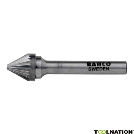 Bahco J1212M06 12 mm x 12 mm Rotorfräser aus Hartmetall für Metall, Spitzkegelform 60°, Mittel 24 TPI 6 mm - 1