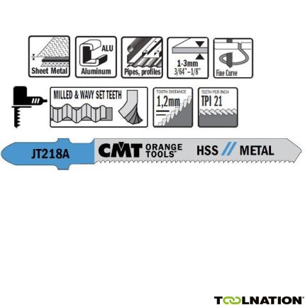 CMT JT218A-5 Stichsägeblätter HSS T-Cut Metall 5 Stück - 1