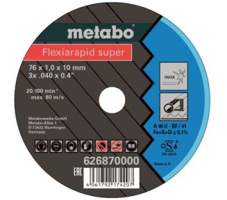 Metabo Zubehör 626870000 5 Flexiarapid Super Trennscheibe 76 x 10 mm Inox