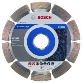 Bosch Blau Zubehör 2608602598 Diamanttrennscheibe Standard for Stone 125 x 22,23 x 1,6 x 10 mm