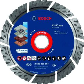 Bosch Blau Zubehör 2608900661 Expert MultiMaterial Diamanttrennscheiben, 150 x 22,23 x 2,4 x 12 mm