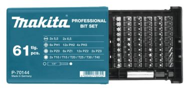 Makita P-70144 61-teiliges Bit-Set in hochwertiger Kunststoffbox.