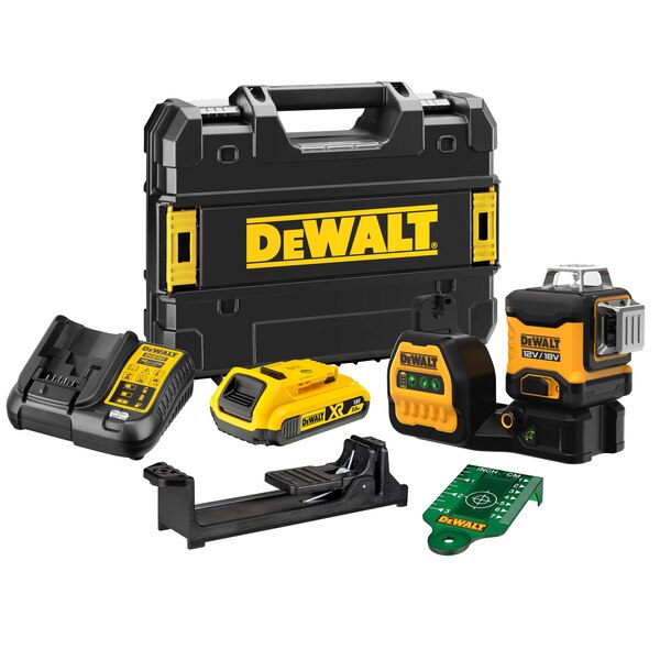 DEWALT DCE089D1G18-QW Kreuzlinienlaser 3x360° Grün 12V/18V 2.0 Ah Li-ion