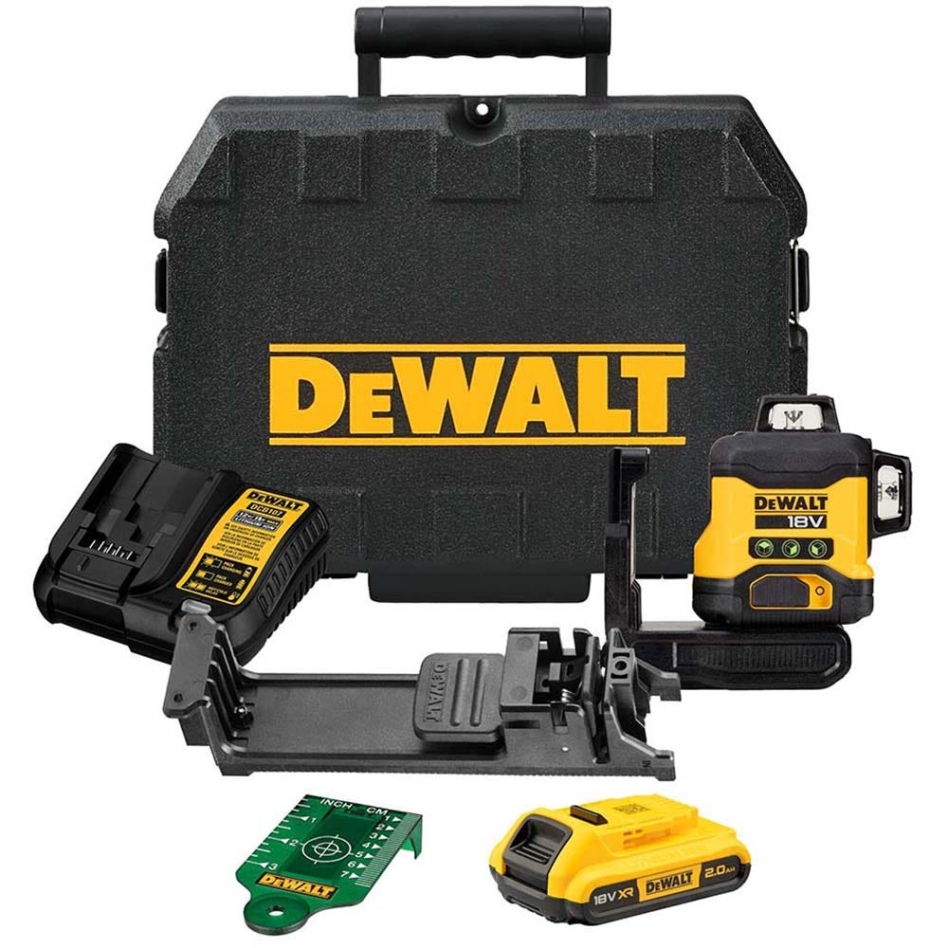 DEWALT DCLE34031D1 -QW Selbstnivellierender Kreuzlinienlaser 3x360° grüner Strahl 18 Volt 2.0Ah Li-Ion