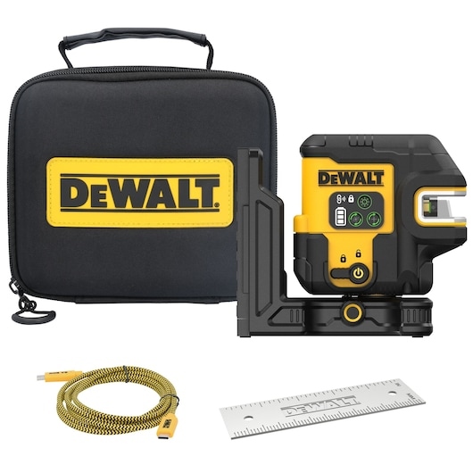 DEWALT DCLE14251GB-XJ Kreuzlinienlaser + 5 Spot grün mit USB-C Ladeanschluss 