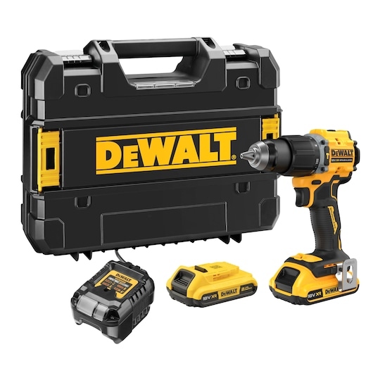 DeWalt DCD799D2T-QW 18V XR Brushless Compact Schraub-/Hammerbohrer 2x 2.0Ah Akku und Ladegerät im TSTAK-Koffer