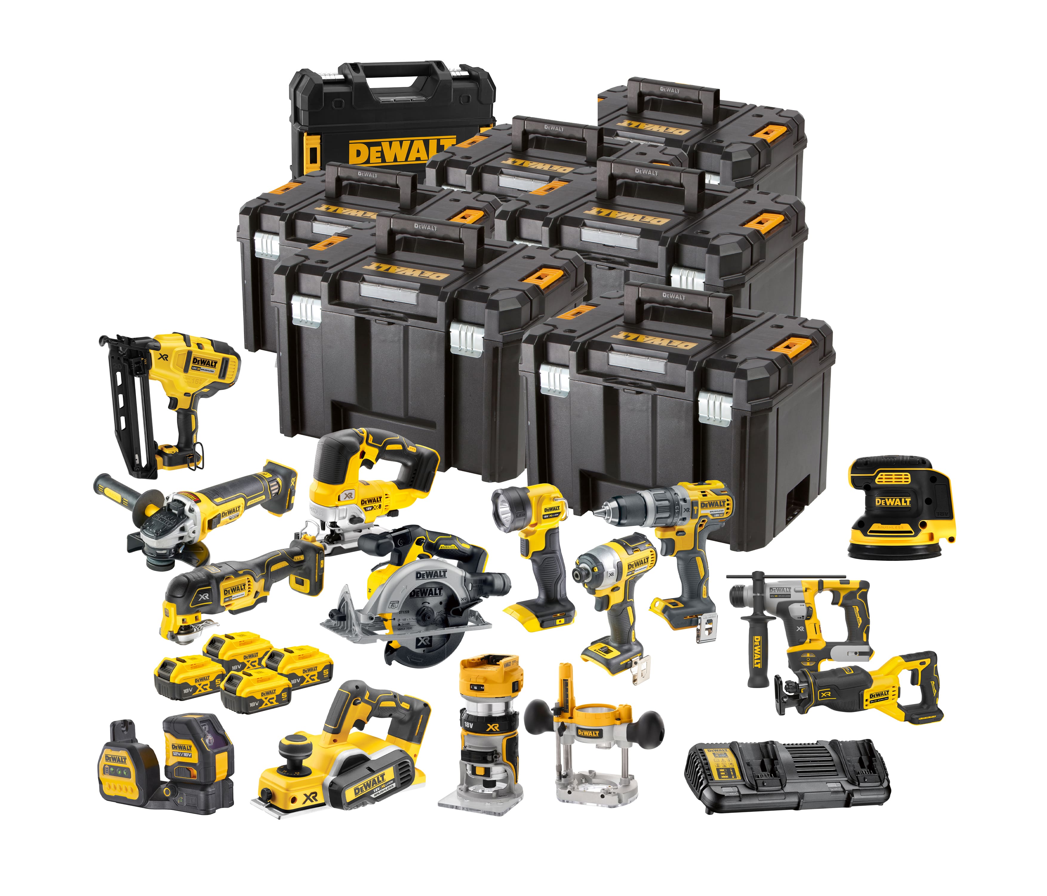 DeWALT DCK1016P4T 14-teiliges Combopack XR 18 Volt 5.0 Ah Li-Ion inkl. 4 Akkus