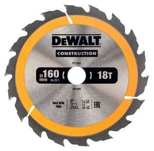 DeWALT Zubehör DT1931-QZ Kreissägeblatt 160 x 20 mm 18T ATB 20°