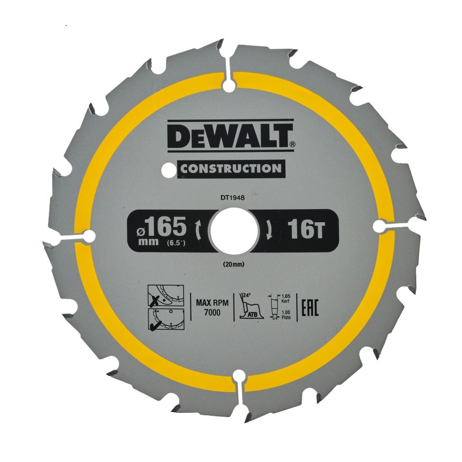 DeWALT Zubehör DT1948-QZ Bau Kreissägeblatt Multimaterial 165x20mm 24T