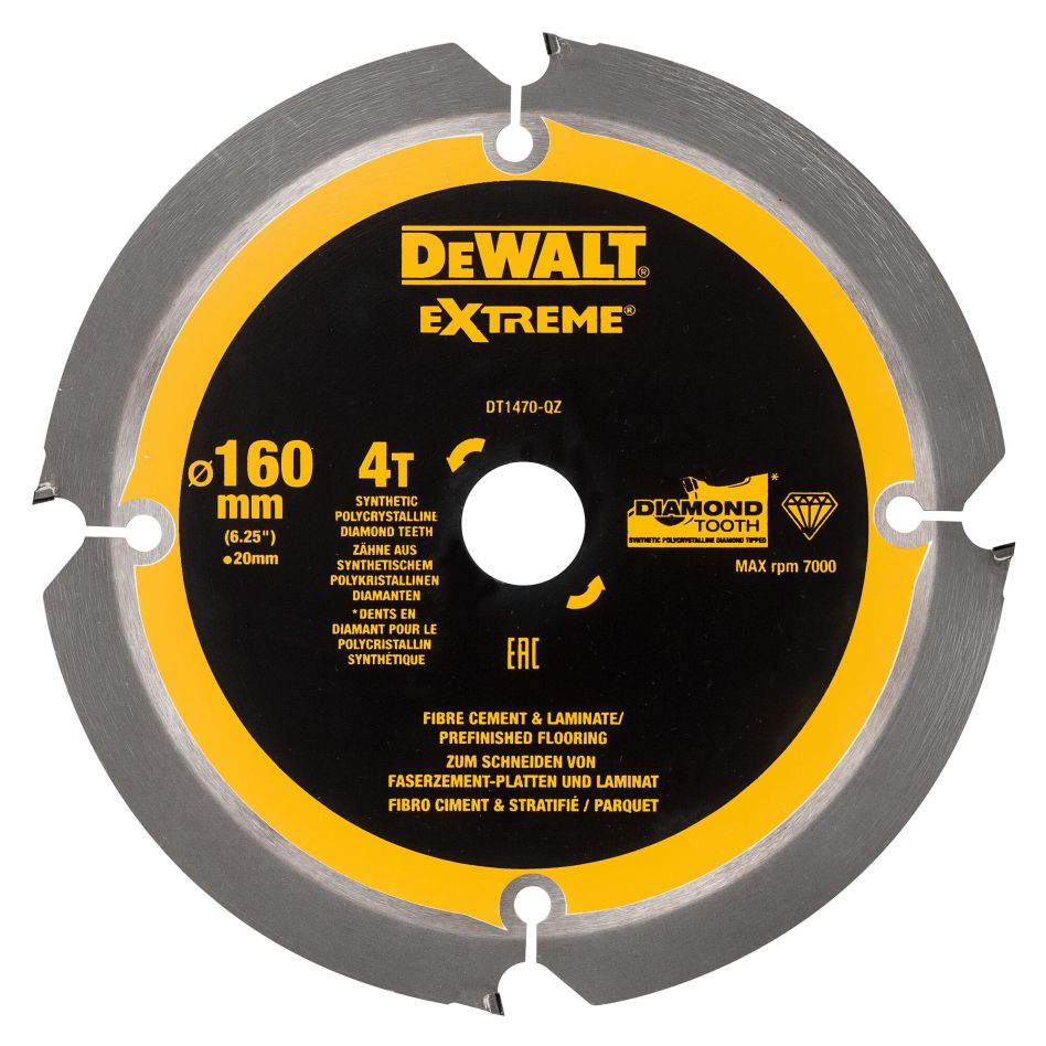 DeWALT Zubehör DT1470-QZ CZB PCD Kreissägeblatt für Laminat/Faserzement 160x20x4t