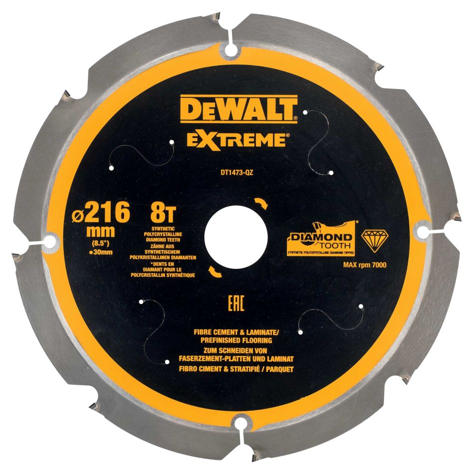 DeWALT Zubehör DT1473-QZ CZB PCD Kreissägeblatt für Laminat/Faserzement 216x30x8t