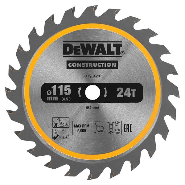 DeWALT Zubehör DT20420-QZ Kreissägeblatt 115 x 9,5 x 24Z