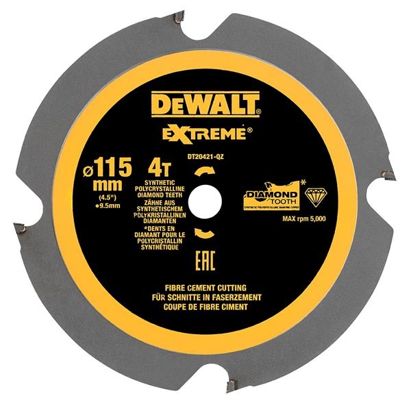 DeWALT Zubehör DT20421-QZ Kreissägeblatt 115 x 9,5 x 4Z Faserzement