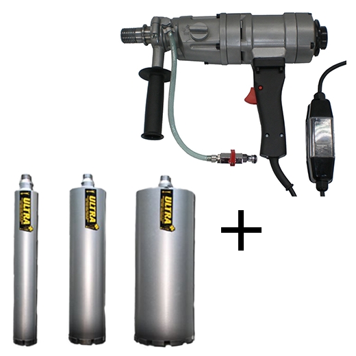 Diafast 482001 HD 1503 Diamantbohmaschine Nass-Trocken + 3 Diamantbohrer 20, 30 und 61 mm 