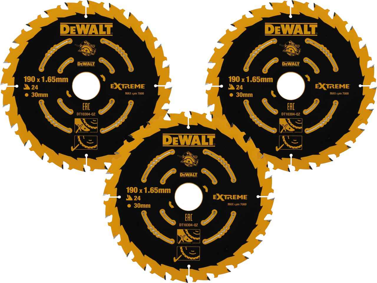 DeWALT Zubehör DT10399-QZ Kreissägeblatt 190 x 30 mm 3 x DT10304