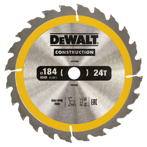 DeWALT Zubehör DT1939-QZ Kreissägeblatt 184 x 16 mm 24T ATB 16°