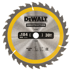 DeWALT Zubehör DT1940-QZ Kreissägeblatt 184 x 16 mm 30T ATB 10°