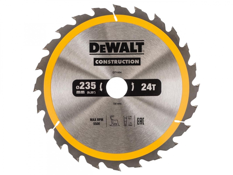 DeWALT Zubehör DT1954-QZ Kreissägeblatt 235 x 30 mm 24T ATB 20°