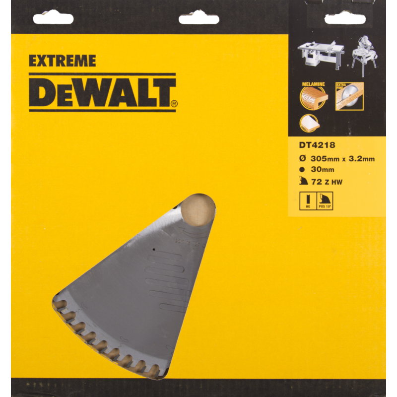 DeWALT Zubehör DT4218-QZ DT4218 HM Kreissägeblatt 305 x 30 x 72T Melamin