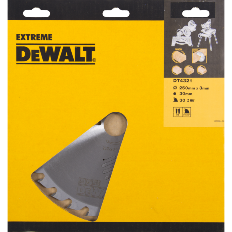 DeWALT Zubehör DT4321-QZ DT4321 HM-Sägeblatt 250 x 30 x 30T Wechselzahn, positiv 10°