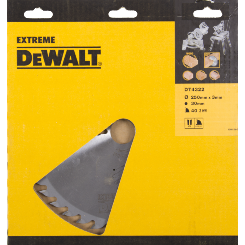 DeWALT Zubehör DT4322-QZ DT4322 HM-Sägeblatt 250 x 30 x 40T Wechselzahn, positiv 10
