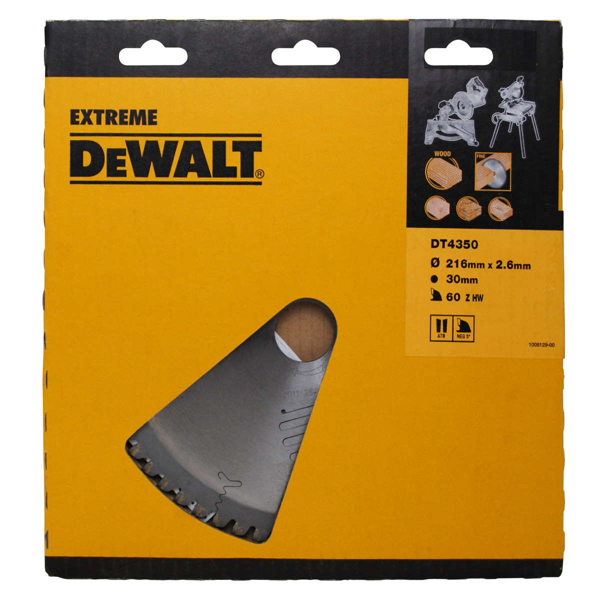 DeWALT Zubehör DT4350-QZ DT4350 HM-Sägeblatt 216 x 30 x 60T Wechselzahn, negativ 5°