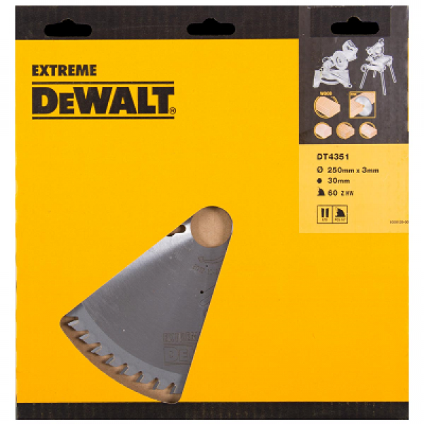DeWALT Zubehör DT4351-QZ DT4351 HM Kreissägeblatt 250 x 30 x 60T Wechselzahn