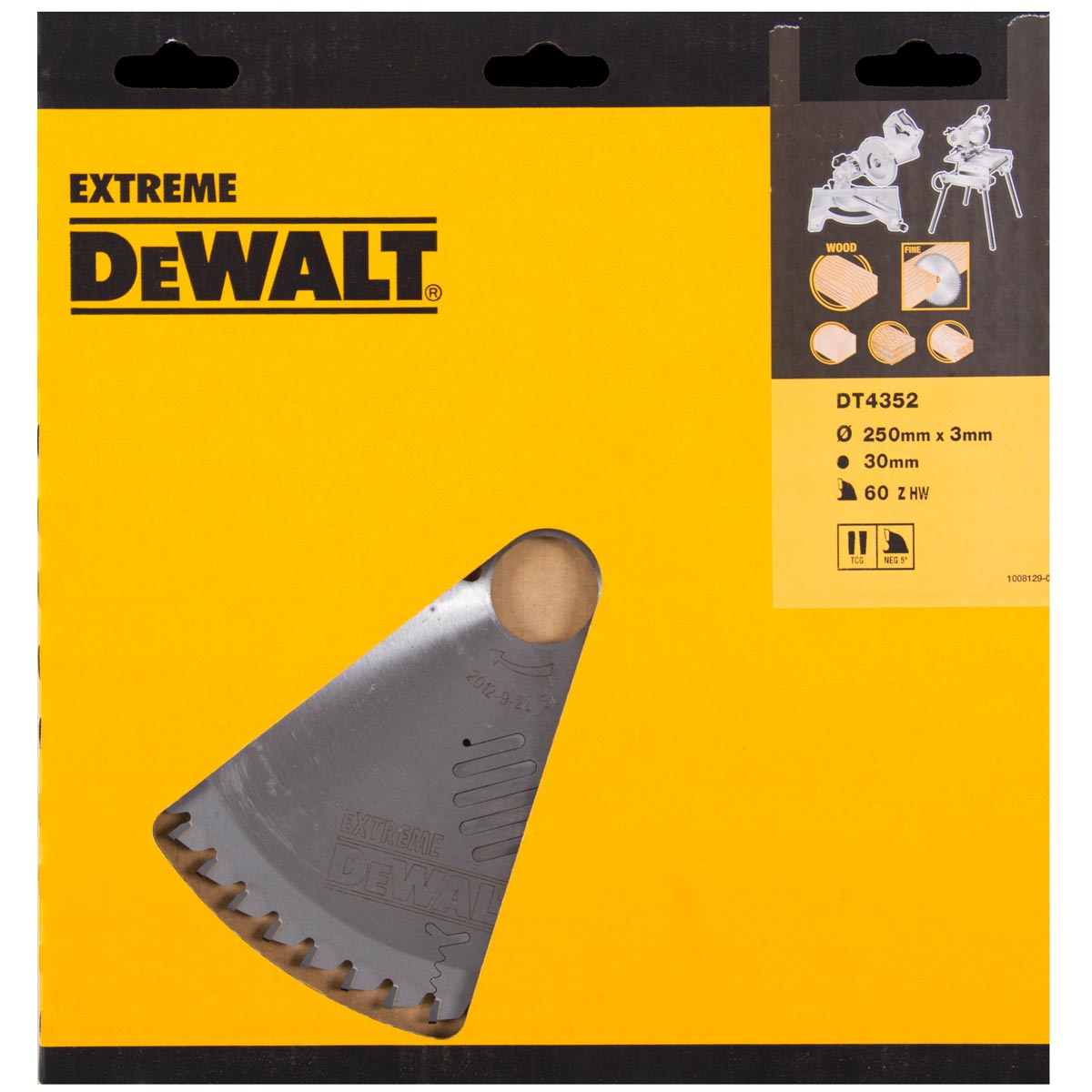 DeWALT Zubehör DT4352-QZ DT4352 HM-Sägeblatt 250 x 30 x 60T trapezförmig, negativ 5°
