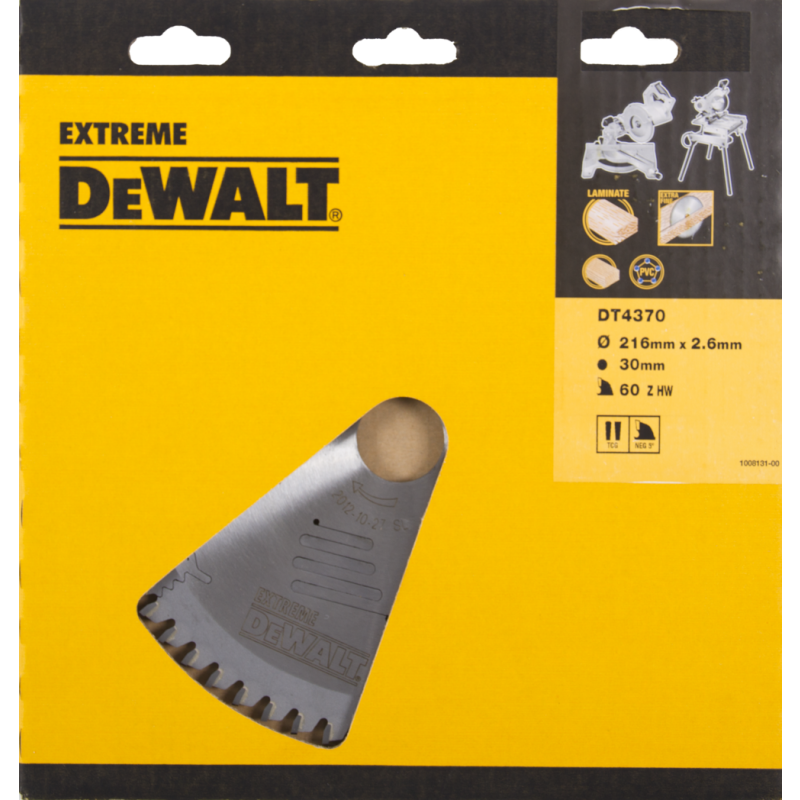 DeWALT Zubehör DT4370-QZ DT4370 HM-Sägeblatt 216 x 30 x 60T trapezförmig, negativ 5