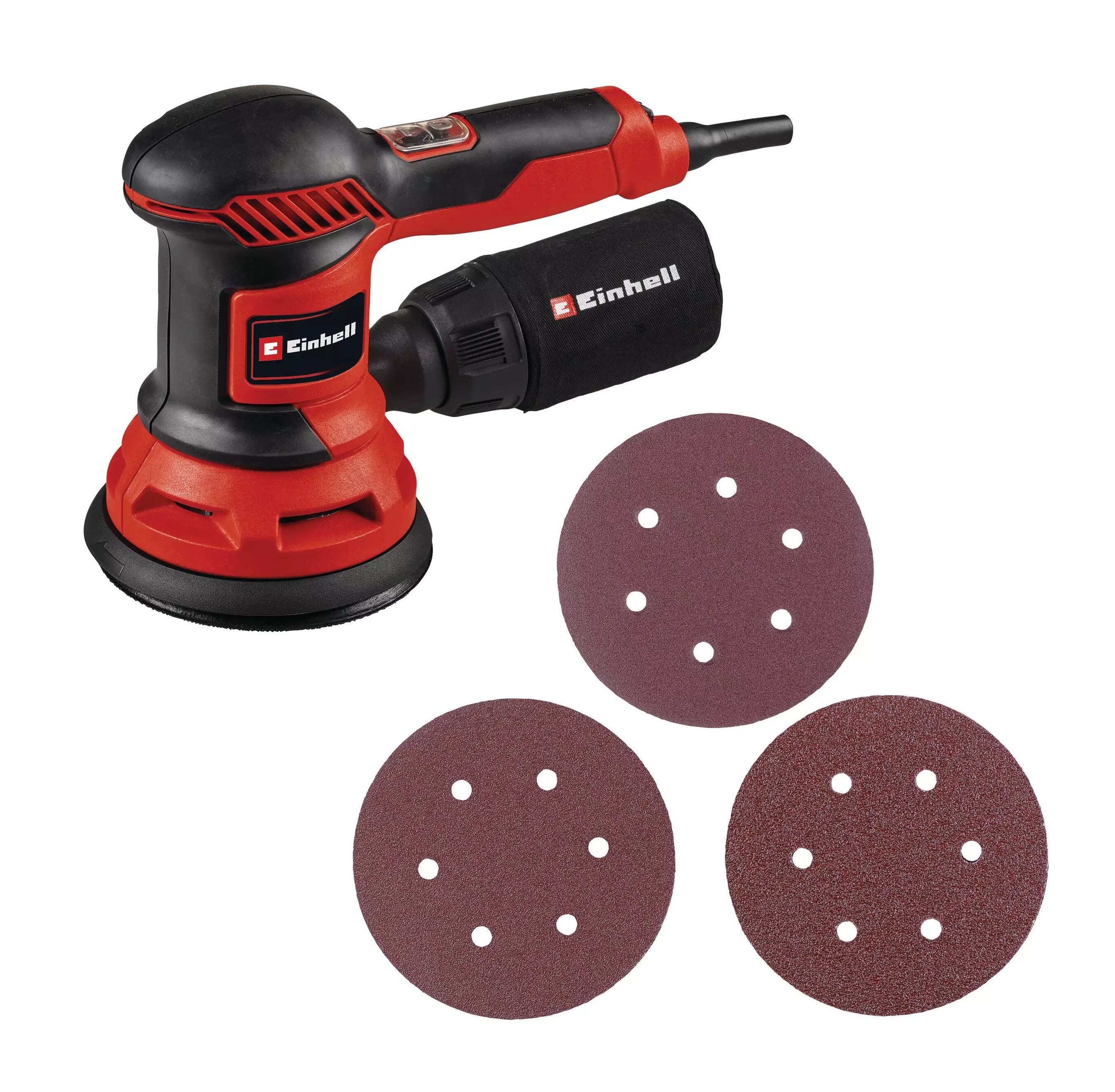 Einhell 4462005 TC-RS 425 E Exzenterschleifer 125mm + Schleifpapiersatz 3-teilig K60, K80, K120
